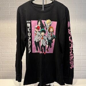 My Hero Academia Funimation Anime Manga Long Sleeve Black Graphic Tee